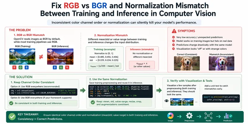 Fix RGB vs BGR and Normalization Mismatch Between Training and Inference in Computer Vision